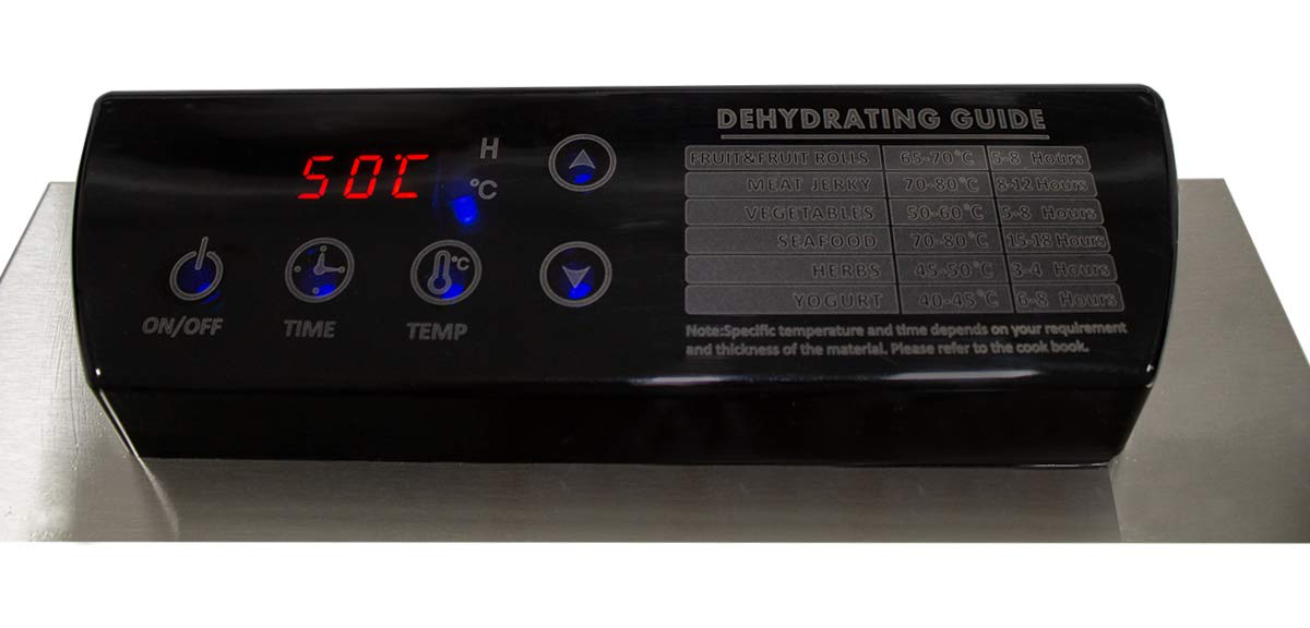 Beeketal 'BDA-15' Dörrautomat aus Edelstahl mit 10 Etagen, Zeitschaltuhr (max. 24h), einstellbarer Temperatur (30-90 °C) und LED Bedienfeld - Profi Gastro Dörrgerät inkl. 10 Einlegegitter